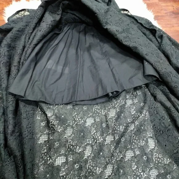 Pho Firenze M Black Lace Ruffle Maxi Dress With Open Back Embellished Straps - Picture 15 of 16